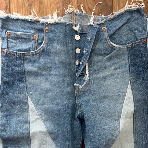 Levi’s 501 cropped waist low rise patchwork skinny jeans - Picture 2 of 7